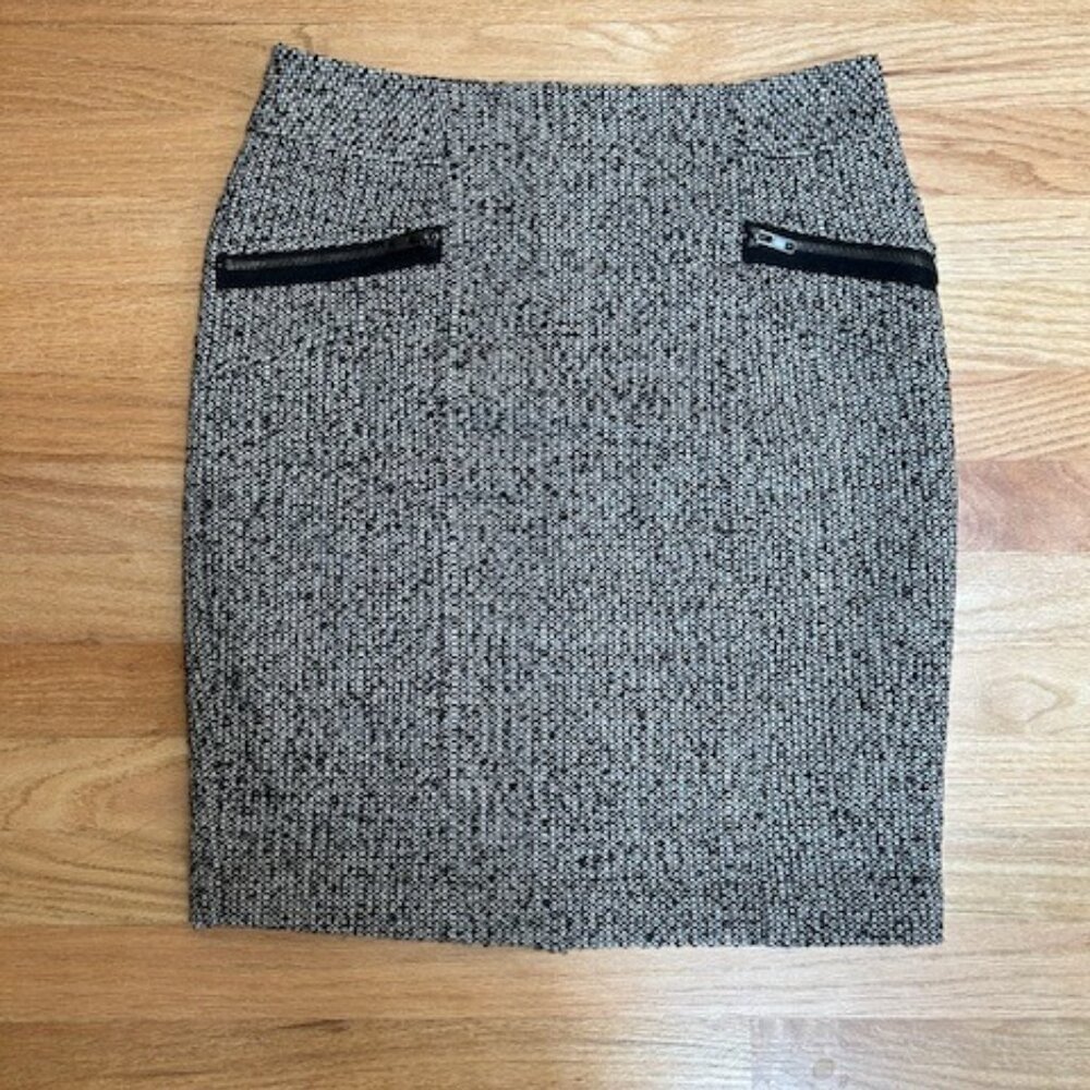 Black and White Tweed Pencil Skirt, Size Medium